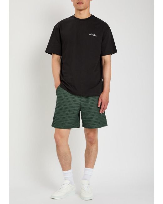 Les Deux Black Logo-Embroidered Cotton T-Shirt for men