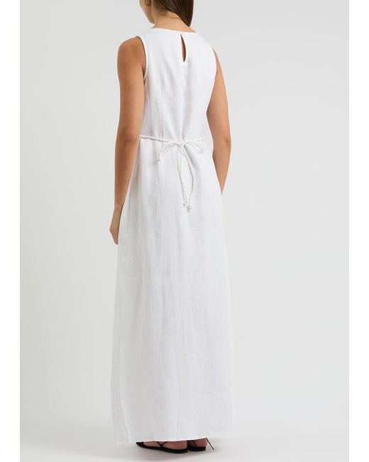 Faithfull The Brand White Nahna Printed Linen Maxi Dress