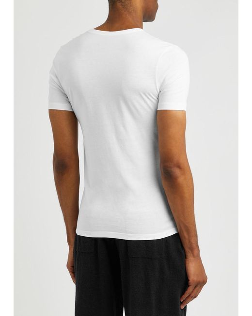 Boss White Logo-Embroidered Cotton T-Shirt for men