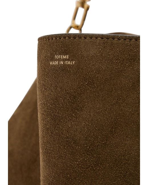 Totême Brown T-Lock Suede Top Handle Bag