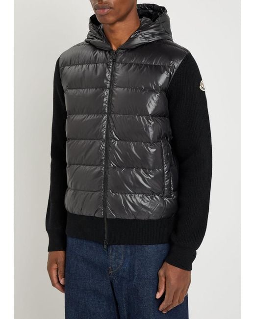 Moncler Black Quilted Wool Jacket for men