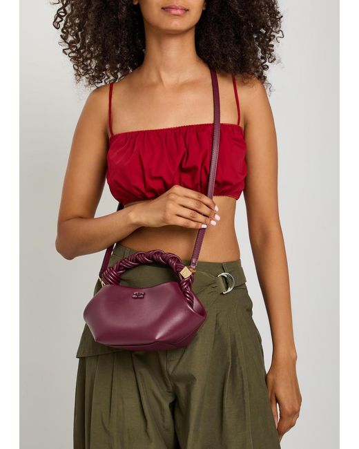Ganni Purple Bou Mini Leather Top Handle Bag
