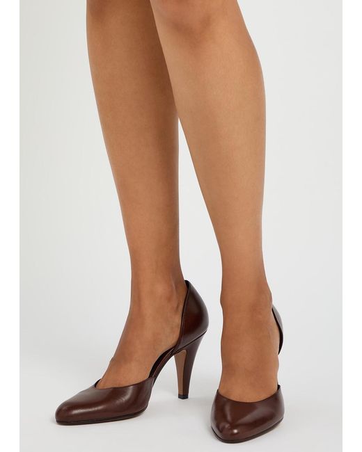 The Row Brown Ornella D'Orsay 95 Leather Pumps