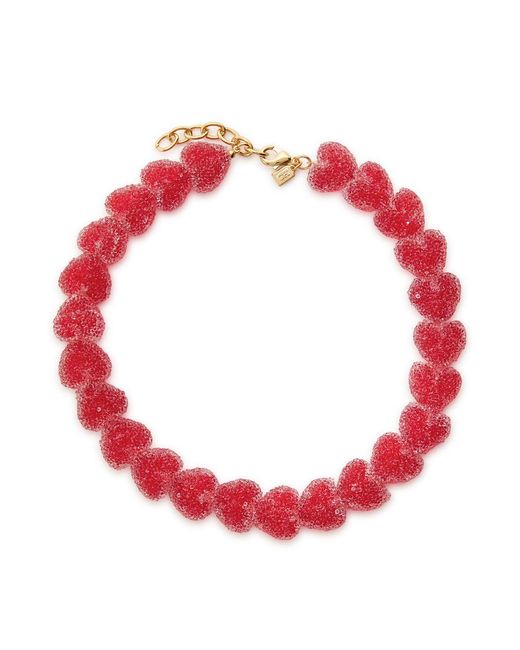 Crystal Haze Jewelry Red Jelly Heart 18Kt-Plated Necklace