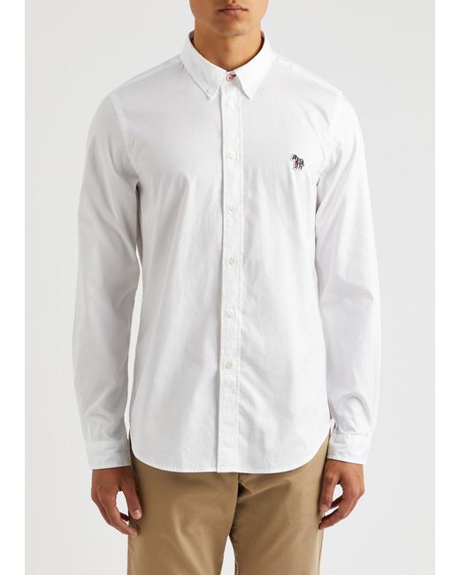 PS by Paul Smith White Logo Cotton Shirt for men