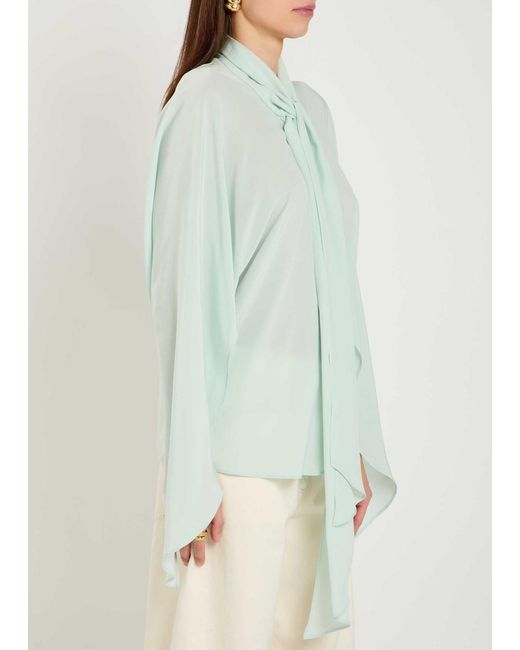 Stella McCartney Blue Tie-Effect Silk Shirt