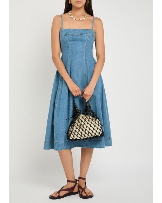 PAIGE Blue Pippa Panelled Denim Midi Dress
