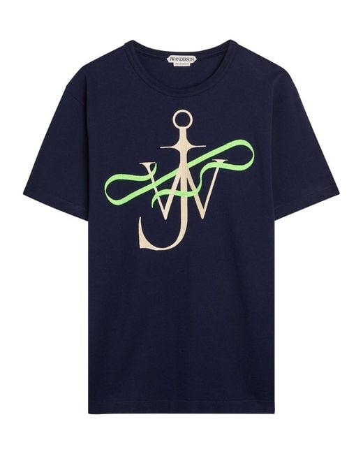 J.W. Anderson Blue Ribbon Anchor Embroidered Cotton T-Shirt for men