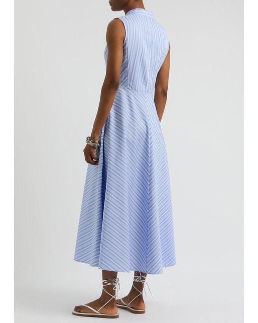 Evi Grintela Blue Carine Striped Cotton Midi Dress