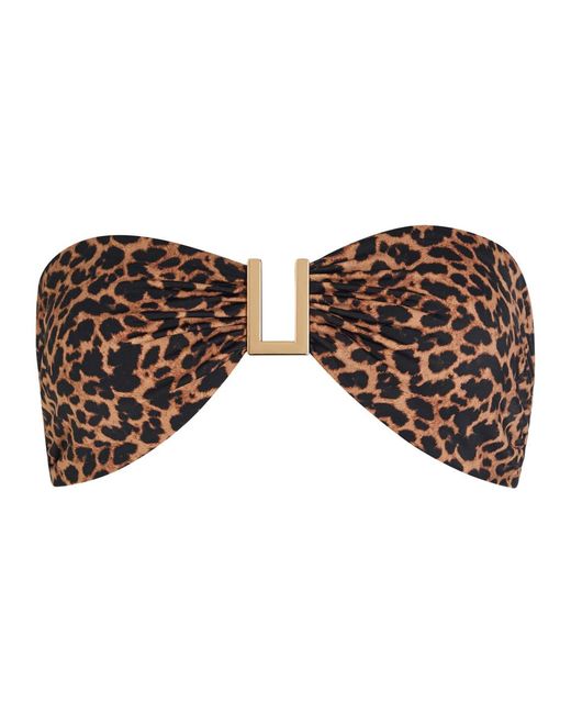 Away That Day Brown Taormina-Print Bikini Top