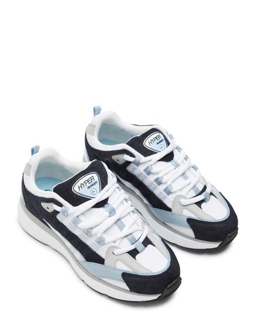 Cleens White Hyper Runner Panelled Mesh Sneakers for men