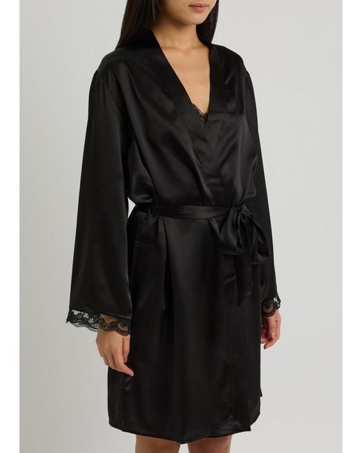 Simone Perele Black Love Me Silk-Satin Robe