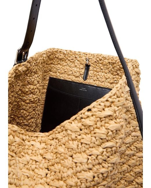 Totême Natural Leather And Raffia Tote Bag