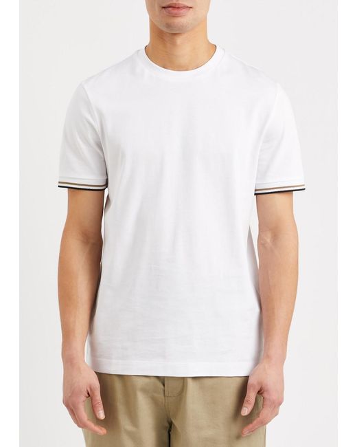 Boss White Cotton T-Shirt for men