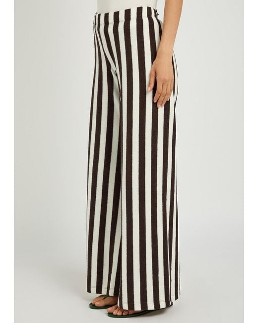 Suzie Kondi Brown Lilo Striped Wide-Leg Terry Trousers