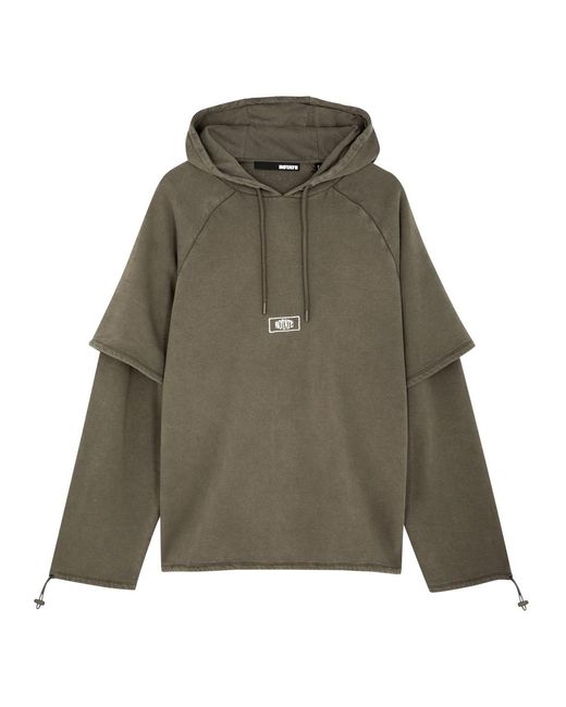 ROTATE SUNDAY Green Enzyme Layered Hooded Cotton Sweatshirt
