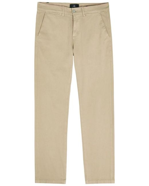 7 For All Mankind Natural Slimmy Tapered-Leg Cotton-Blend Chino Trousers for men