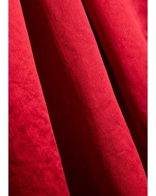 Maria McManus Red Satin Midi Tulip Skirt