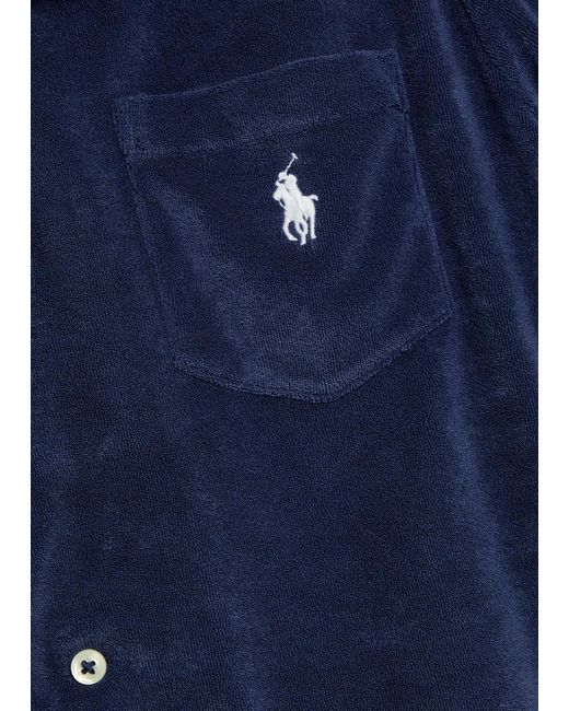 Polo Ralph Lauren Blue Logo-Embroidered Terry Shirt for men