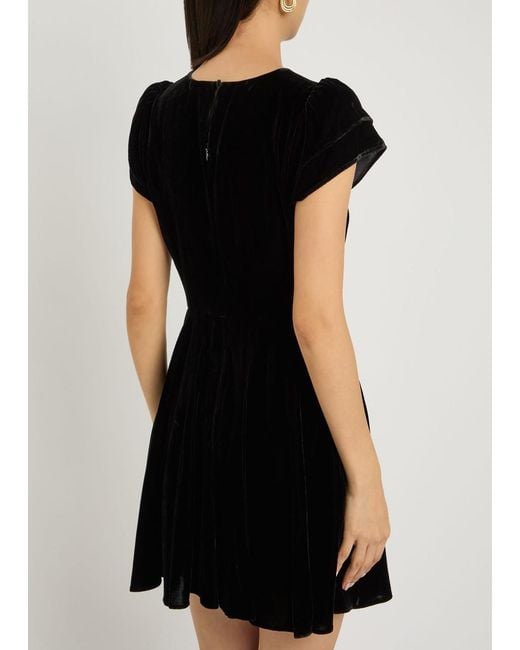 PAIGE Black Khai Velour Mini Dress