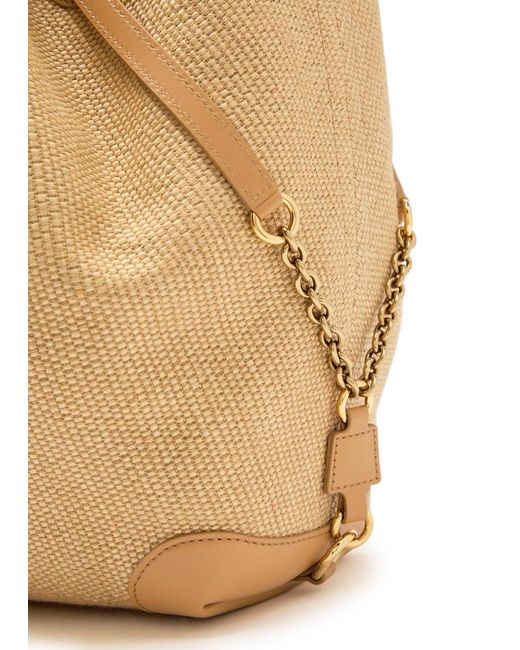Chloé Natural Clover Medium Logo-Embroidered Raffia Tote