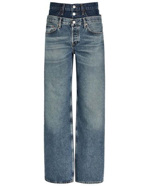Agolde Blue Elson Layered Straight-Leg Jeans