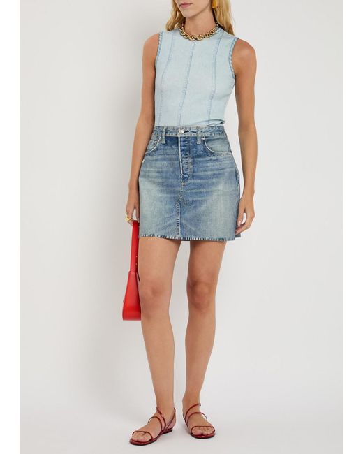 Rag & Bone Blue Mirimar Printed Stretch-Cotton Tank