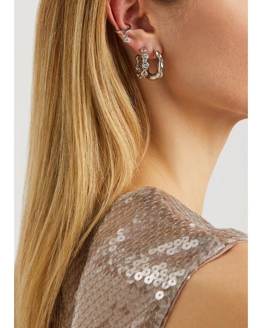Joanna Laura Constantine White Wave Rhodium-plated Earrings