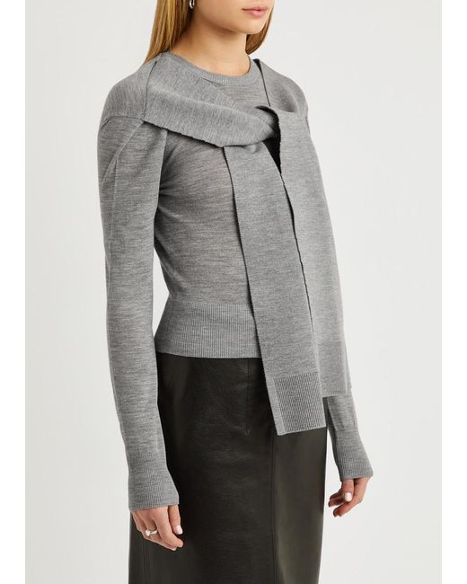 Jacquemus Gray Le Pull Rica Draped Wool-blend Jumper