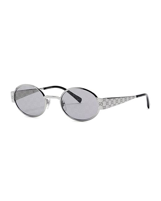 Gucci Metallic Rimless Oval-Frame Sunglasses for men