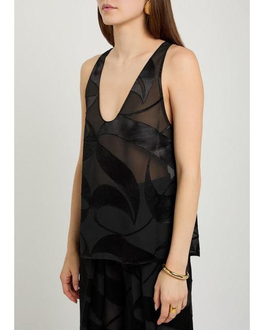 Delos Black Mira Devoré Georgette Top