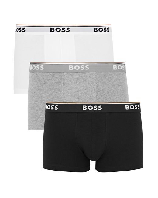 Boss Gray Stretch-Cotton Boxer Trunks for men