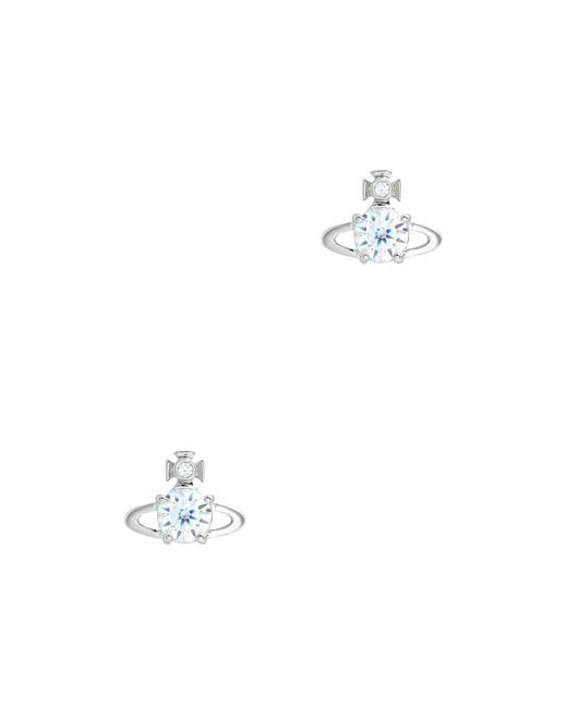 Vivienne Westwood White Reina Crystal-embellished Orb Stud Earrings