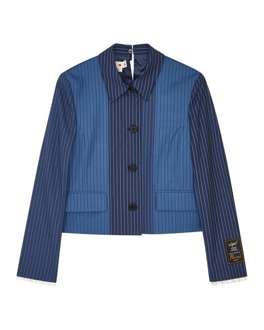Marni Blue Striped Wool Jacket