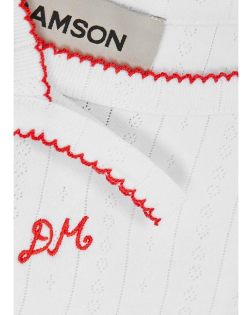 Damson Madder White Logo-Embroidered Cotton Tank
