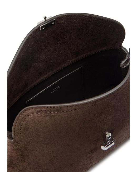 Totême  Brown T-Lock Suede Clutch