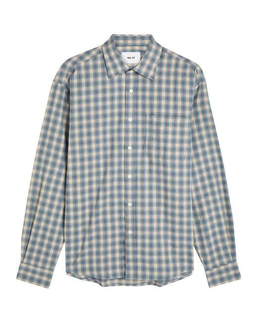 NN07 Blue Deon Checked Cotton Shirt for men