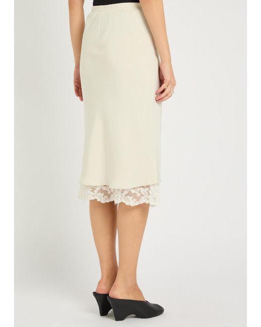Maria McManus Natural Lace-Hem Satin-Twill Midi Skirt