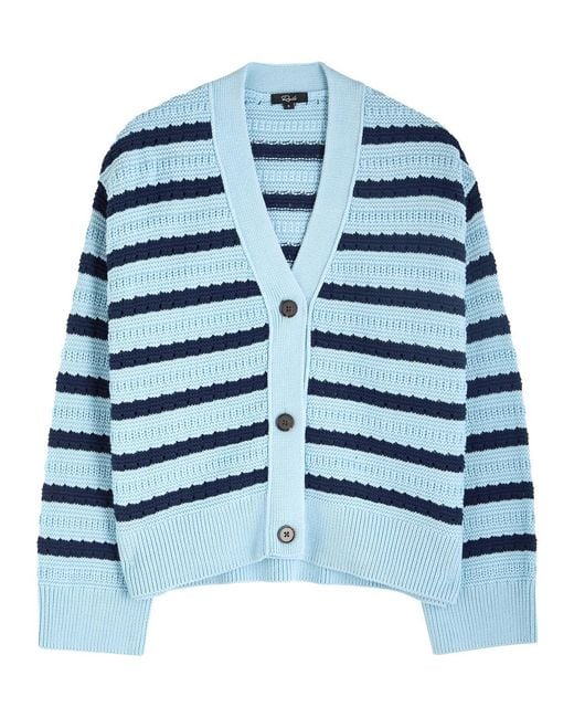 Rails Blue Geneva Striped-Intarsia Cotton Cardigan