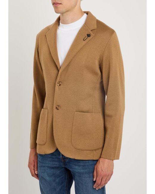 Lardini Brown Fine-Knit Wool Jacket for men