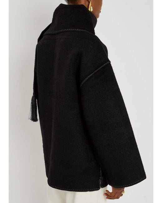 Totême Black Scarf-Effect Wool-Blend Jacket