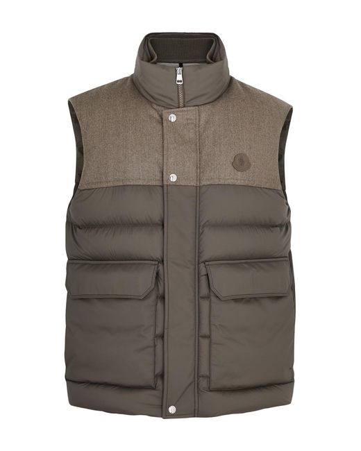 Moncler Brown Rance Panelled Quilted Shell Gilet for men