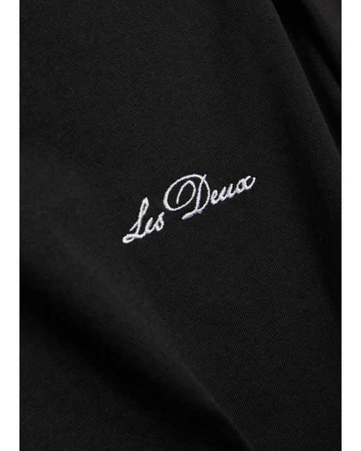 Les Deux Black Logo-Embroidered Cotton T-Shirt for men