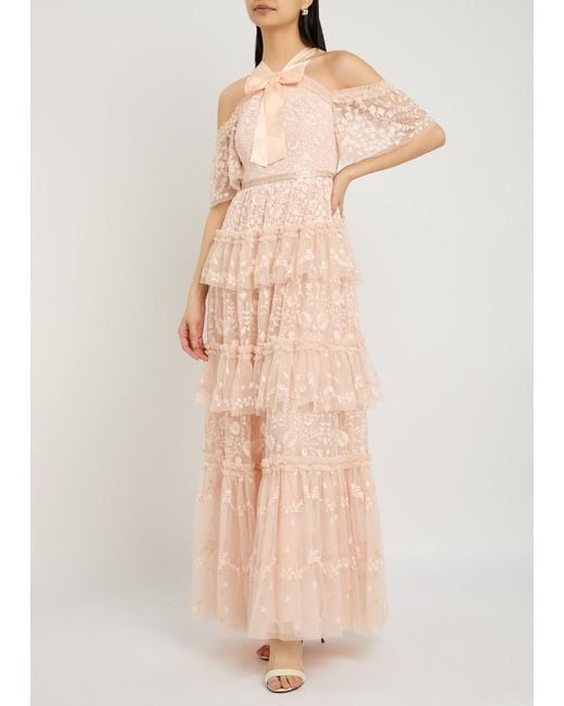 Needle & Thread Pink Primrose Embroidered Tulle Gown