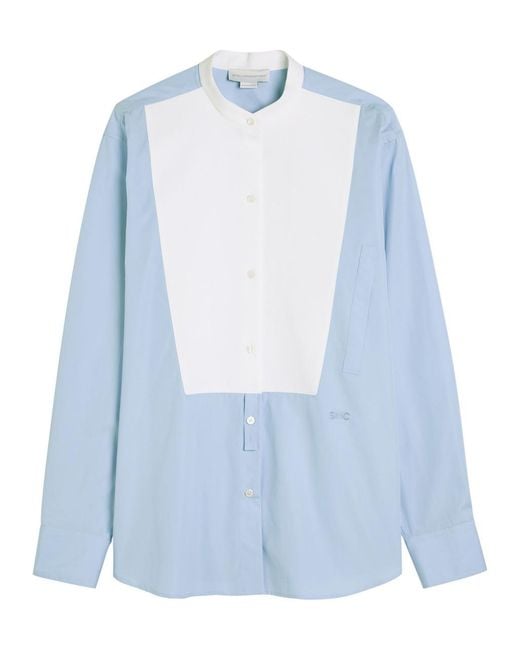 Stella McCartney Blue Colour-Blocked Cotton-Poplin Shirt