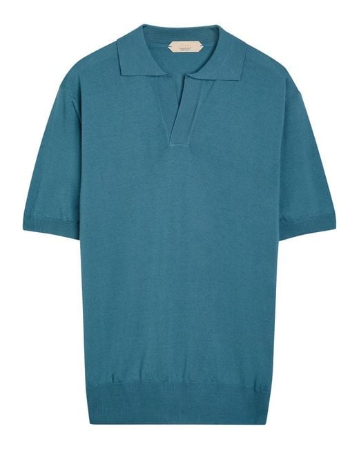 Aurélien Blue Merino Wool Polo Shirt for men