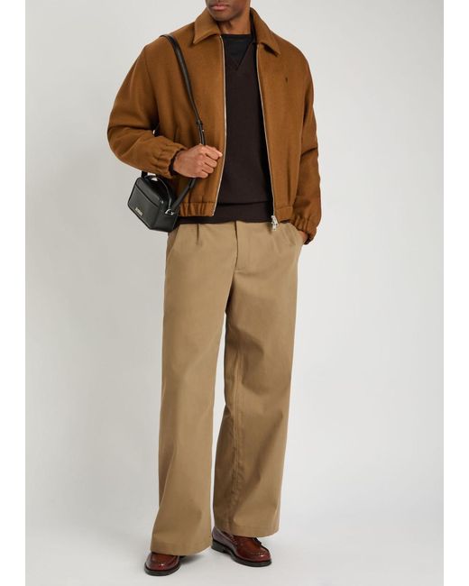 AMI Brown Logo-Embroidered Wool Jacket for men