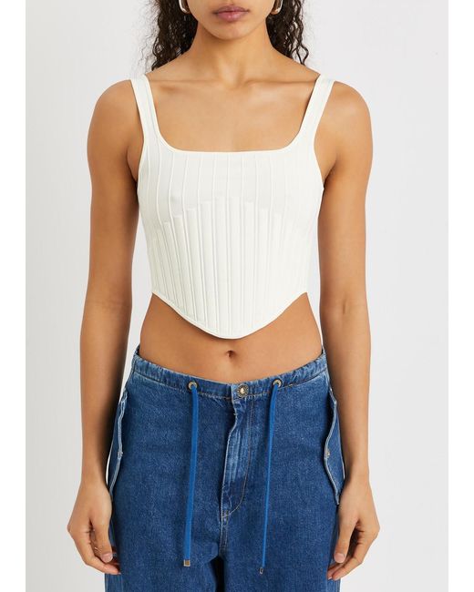 Dion Lee White Ribbed Stretch-knit Corset Top