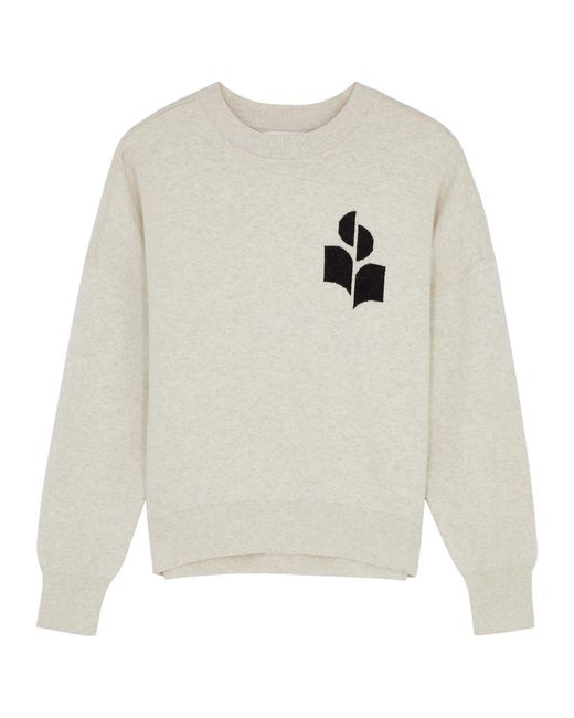 Isabel Marant White Atlee Logo-Intarsia Cotton-Blend Sweatshirt