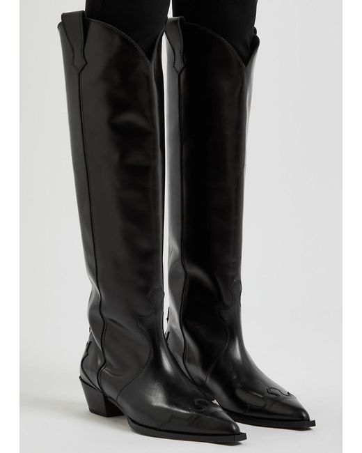 Aeyde Black Aruna 50 Leather Knee-high Boots